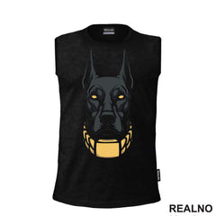 Black Doberman - Outlines - Dark - Pas - Dog - Majica