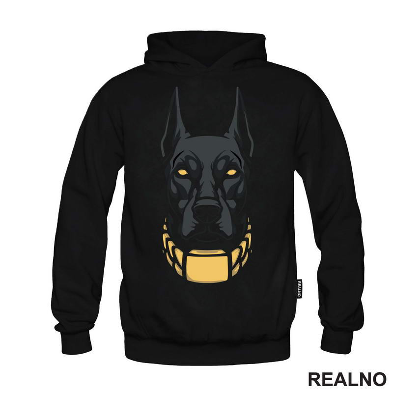 Black Doberman - Outlines - Dark - Pas - Dog - Majica