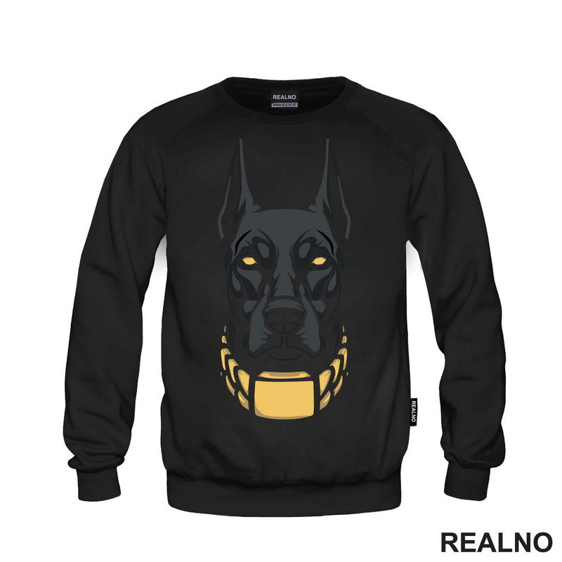 Black Doberman - Outlines - Dark - Pas - Dog - Majica