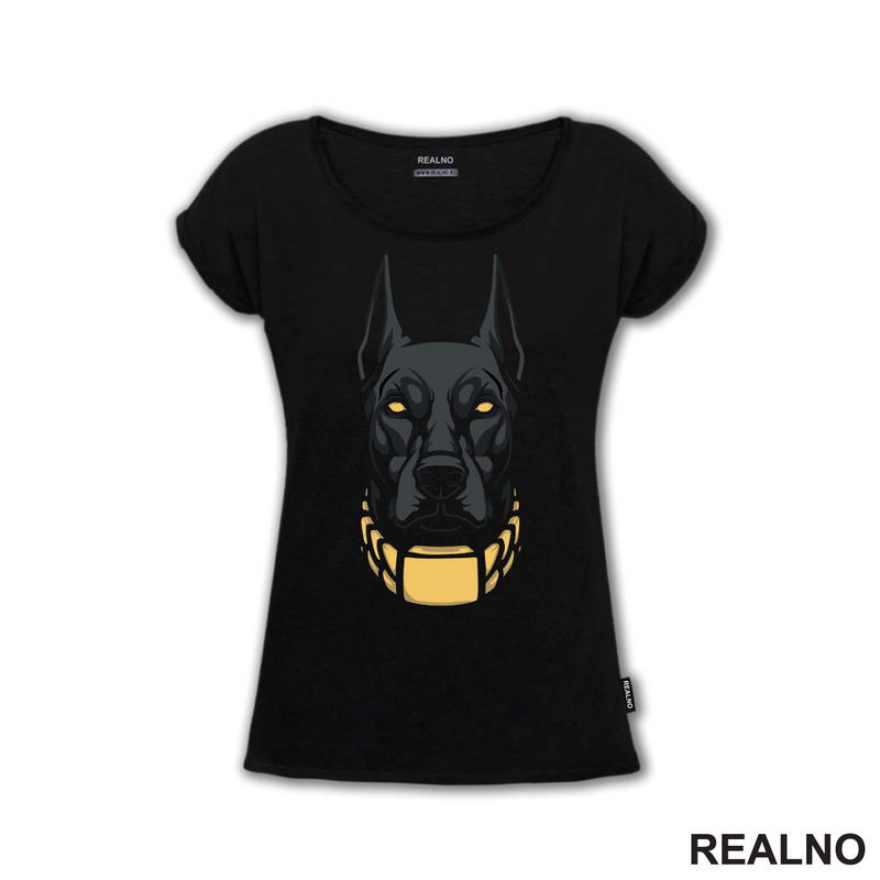 Black Doberman - Outlines - Dark - Pas - Dog - Majica