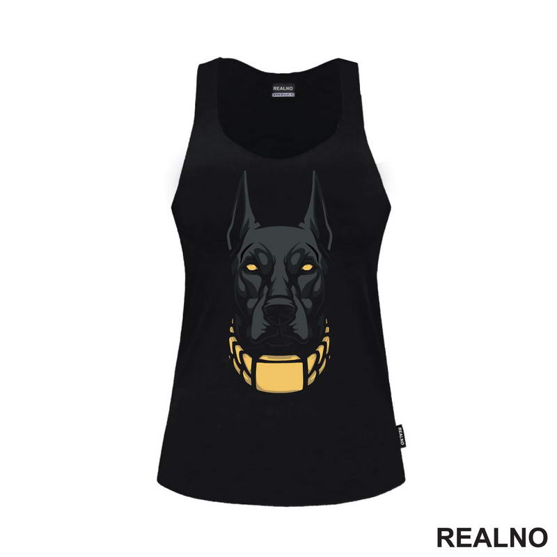Black Doberman - Outlines - Dark - Pas - Dog - Majica