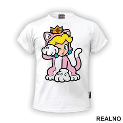 Princeza Breskvica - Mačka - Cat Peach - Sedi - Super Mario - Majica