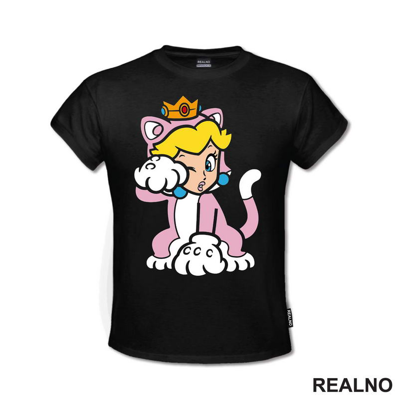 Princeza Breskvica - Mačka - Cat Peach - Sedi - Super Mario - Majica