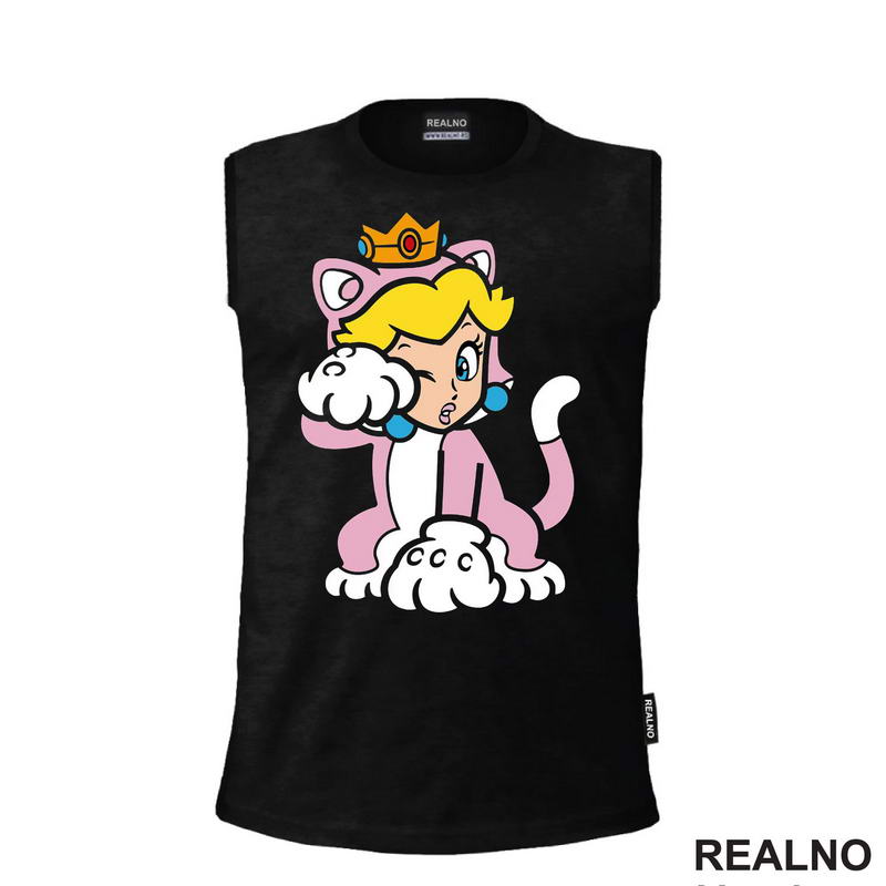 Princeza Breskvica - Mačka - Cat Peach - Sedi - Super Mario - Majica