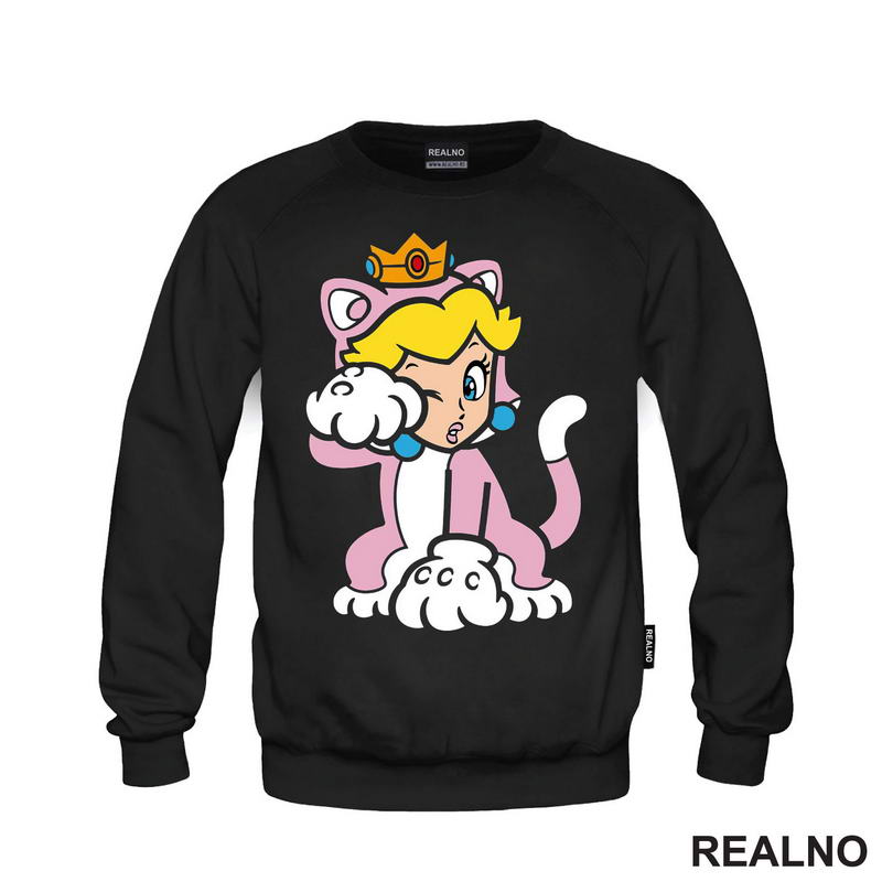 Princeza Breskvica - Mačka - Cat Peach - Sedi - Super Mario - Majica