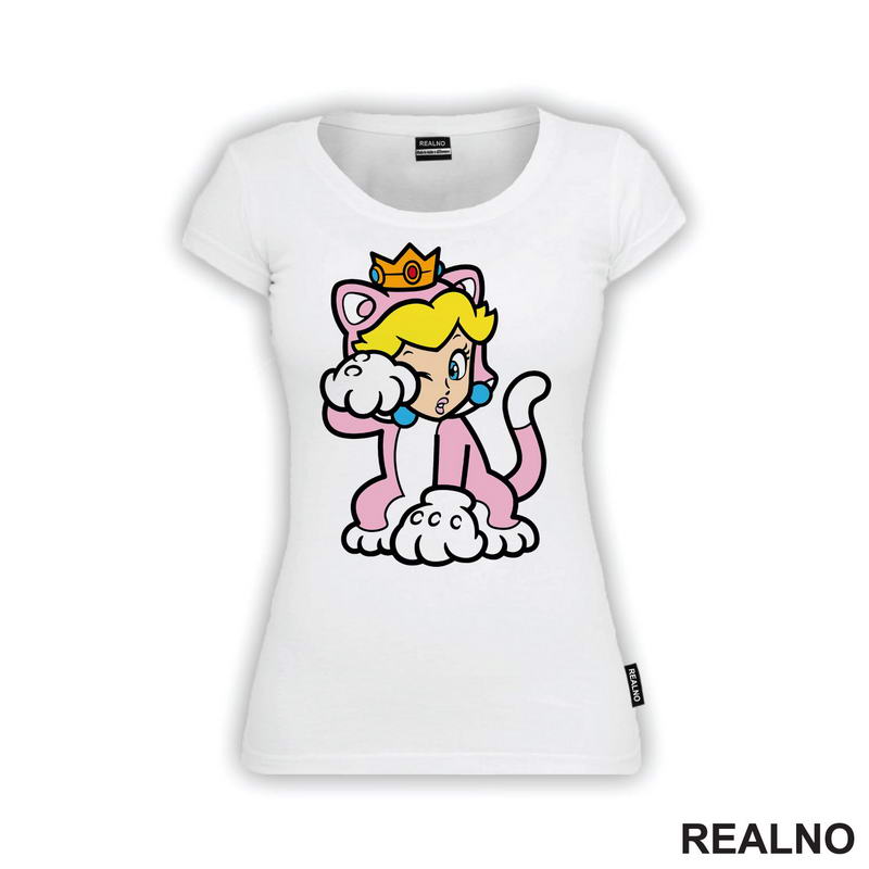 Princeza Breskvica - Mačka - Cat Peach - Sedi - Super Mario - Majica