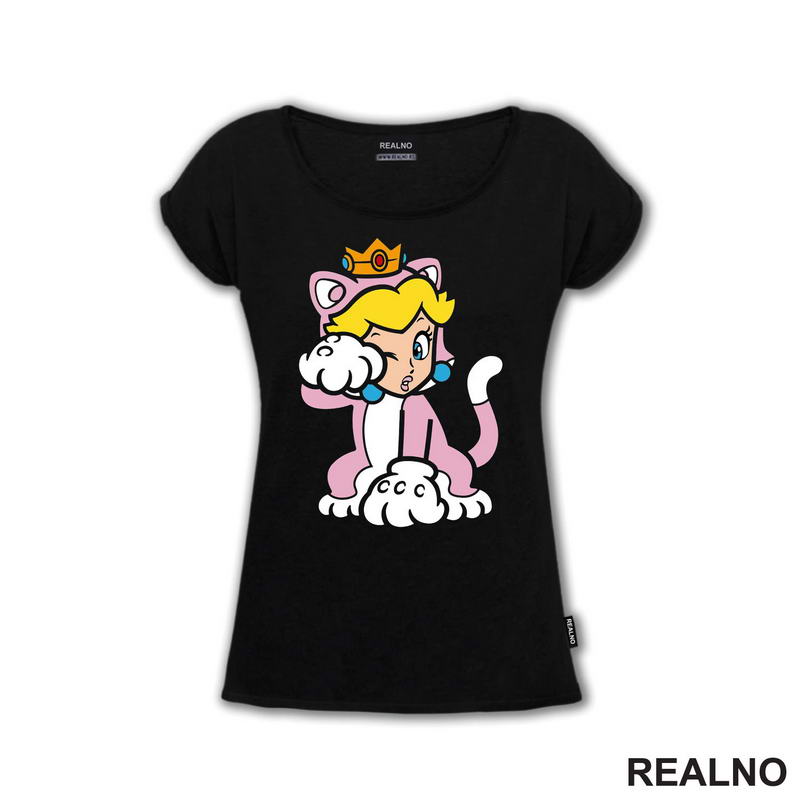 Princeza Breskvica - Mačka - Cat Peach - Sedi - Super Mario - Majica