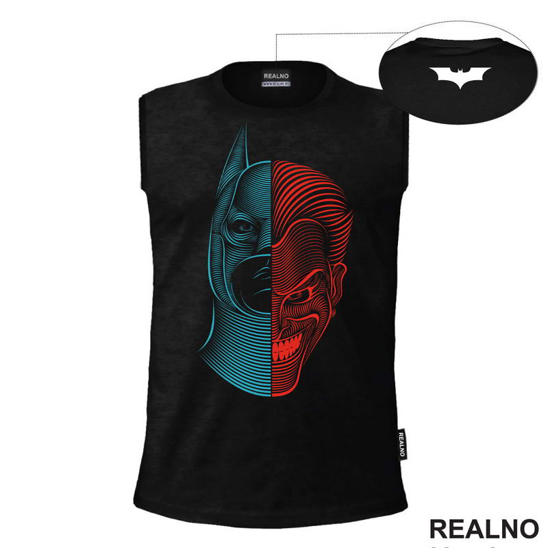 Blue And Red - Half Face - Joker - Batman - Majica