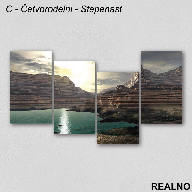 Sedimentne stene i reka - Slika na platnu - Kanvas