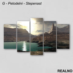 Sedimentne stene i reka - Slika na platnu - Kanvas