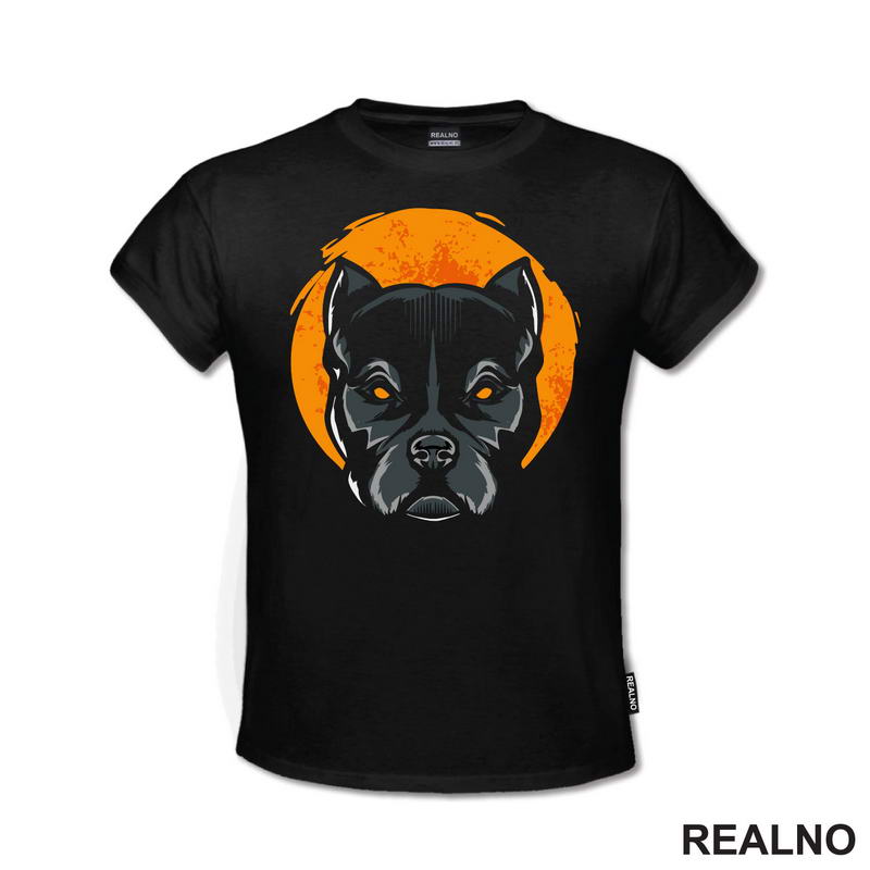 Pit Bull - Narandžasti Mesec - Pas - Dog - Majica