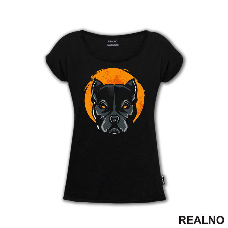 Pit Bull - Narandžasti Mesec - Pas - Dog - Majica