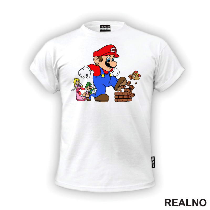 Mario ruši blok - Super Mario - Majica