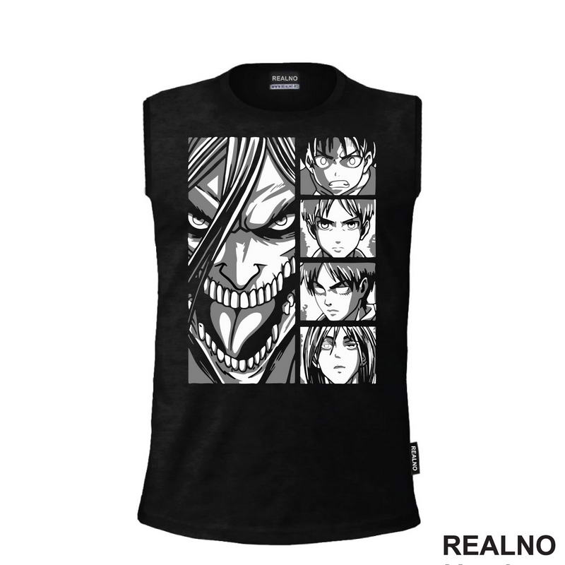 Grey Faces - Attack On Titan - Majica