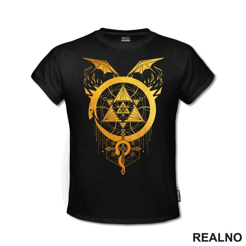 Gilded Snakes Of Alchemy - Golden - Fullmetal Alchemist - Anime - Majica