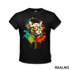 Mačka Sa Slušalicama - Mačke - Cat - Majica