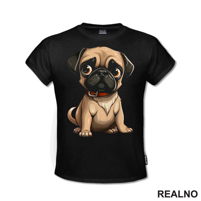 Slatki Mops Sedi - Pug - Pas - Dog - Majica