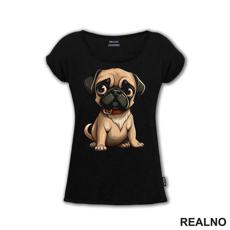 Slatki Mops Sedi - Pug - Pas - Dog - Majica