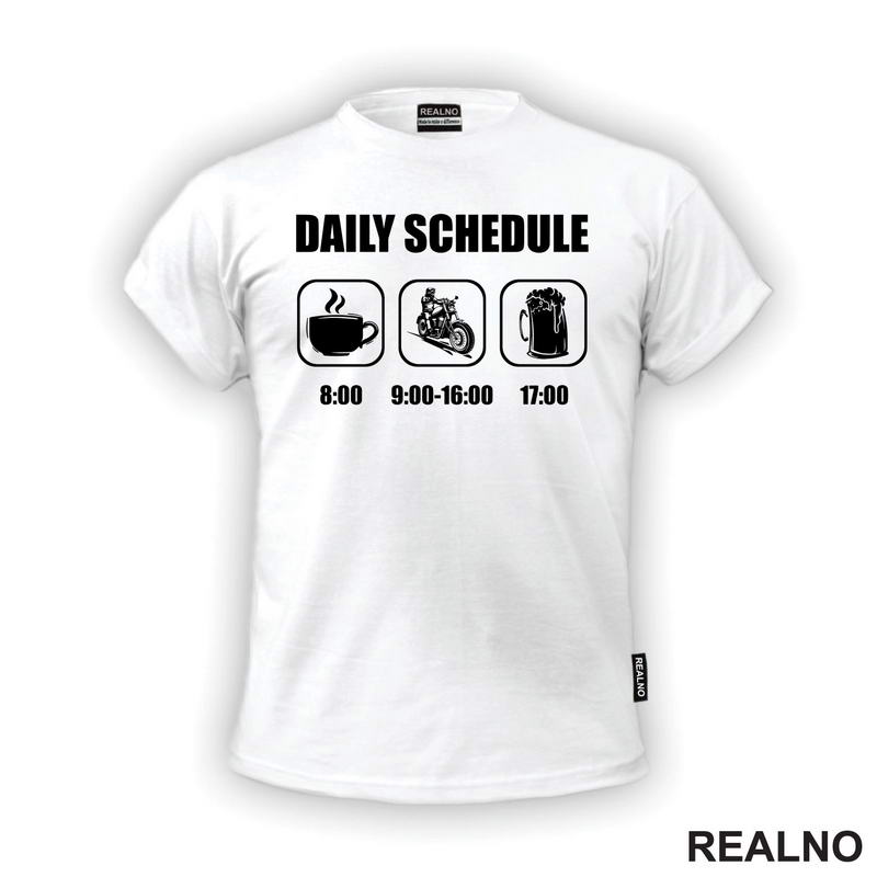 Daily Schedule - Motor And Beer - Pivo I Motor - Majica