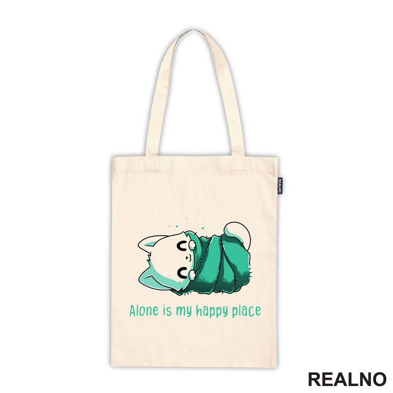 Alone Is My Happy Place - Bela Mačka - Cat - Majica