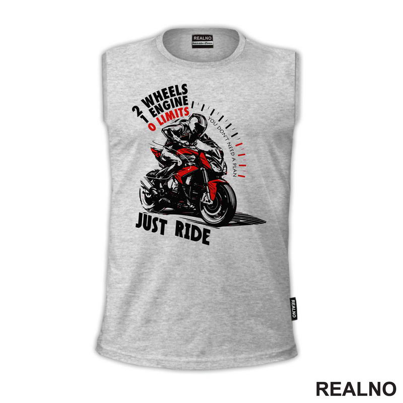 2 Wheels, 1 Engine, 0 Limits - Just Ride - Motor - Majica