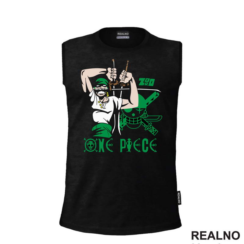 Zoro, Swords And Skull - One Piece - Majica