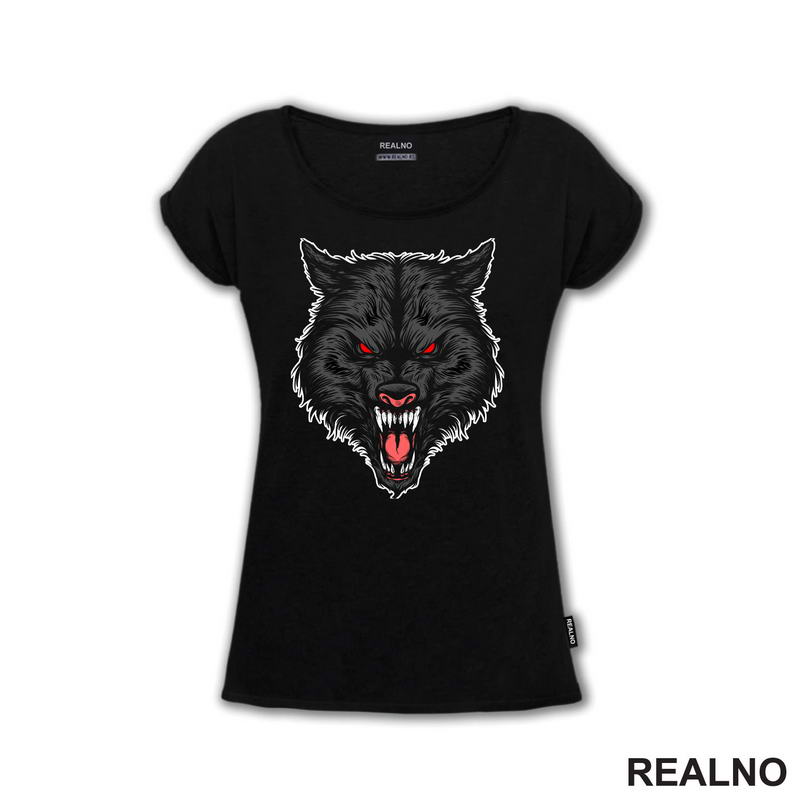 Besan Vuk Sa Crvenim Očima - Wolf - Životinje - Majica