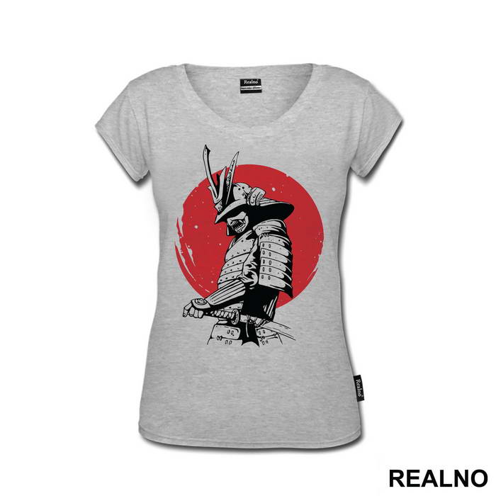 Standing Infront Of The Red Moon - Samurai
