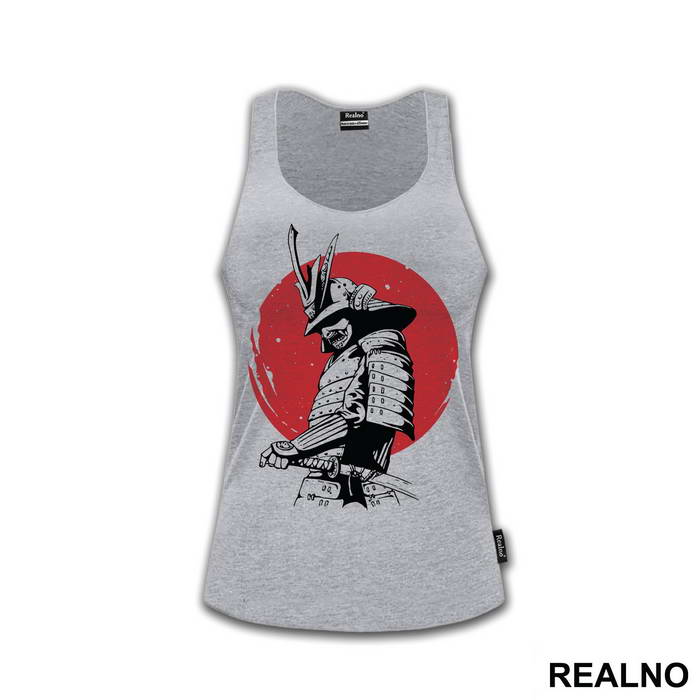 Standing Infront Of The Red Moon - Samurai