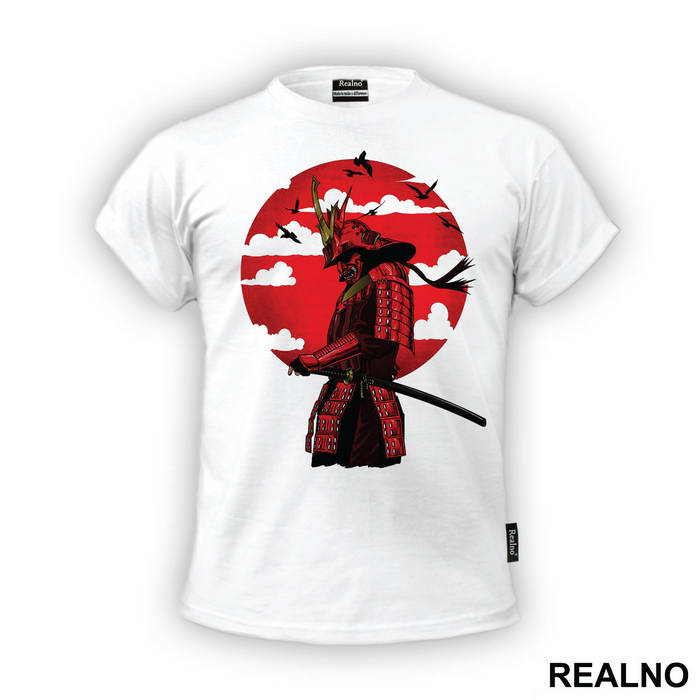 Red Moon With Clouds - Samurai