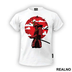 Red Moon With Clouds - Samurai