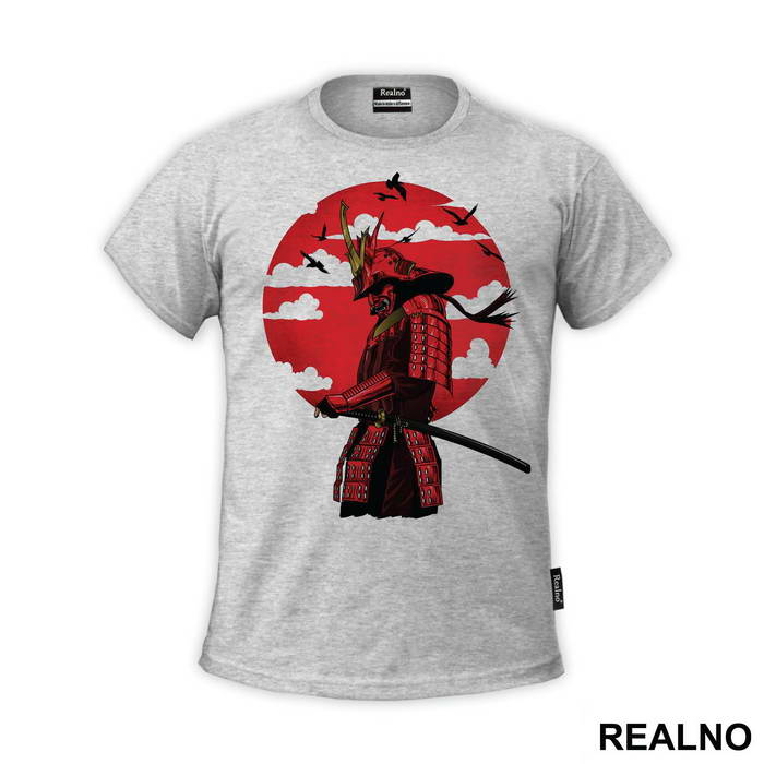 Red Moon With Clouds - Samurai