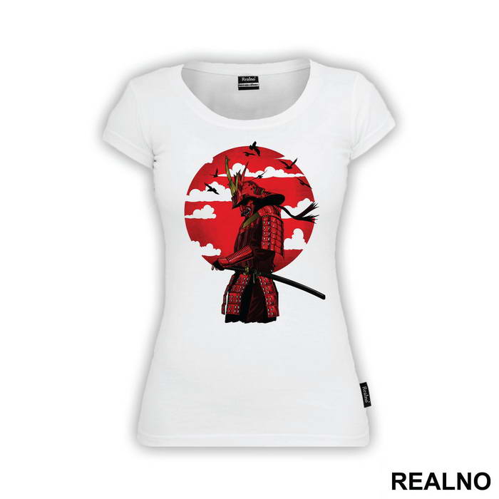 Red Moon With Clouds - Samurai