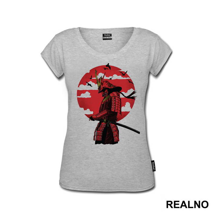 Red Moon With Clouds - Samurai