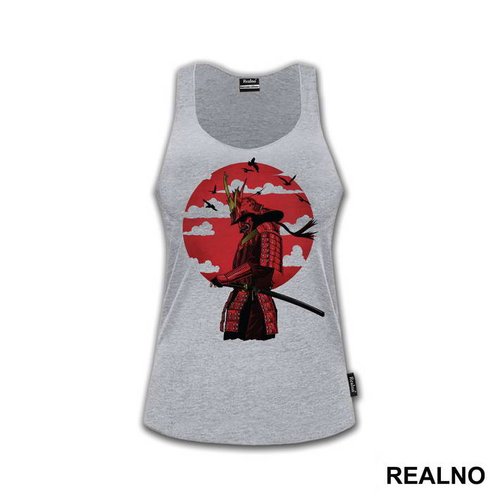 Red Moon With Clouds - Samurai