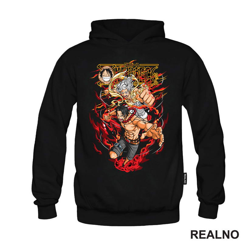 Luffy, Ace And Fire Attack - One Piece - Majica