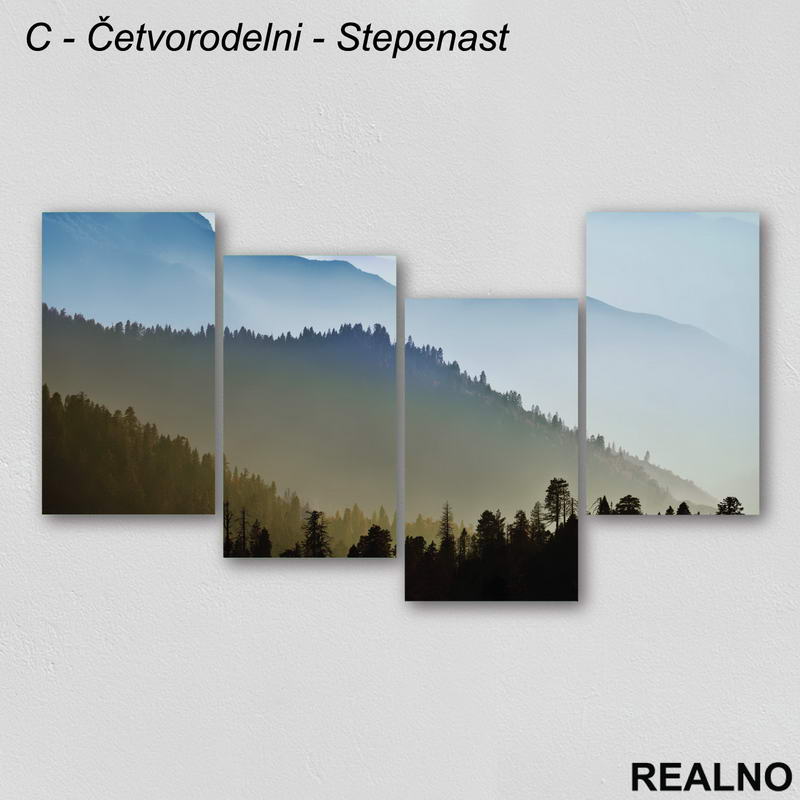 Šuma i planine pod maglom - Slika na platnu - Kanvas