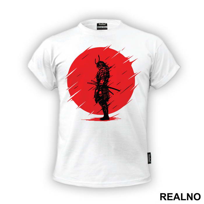 Skull Samurai Standing Infront Of The Red Moon