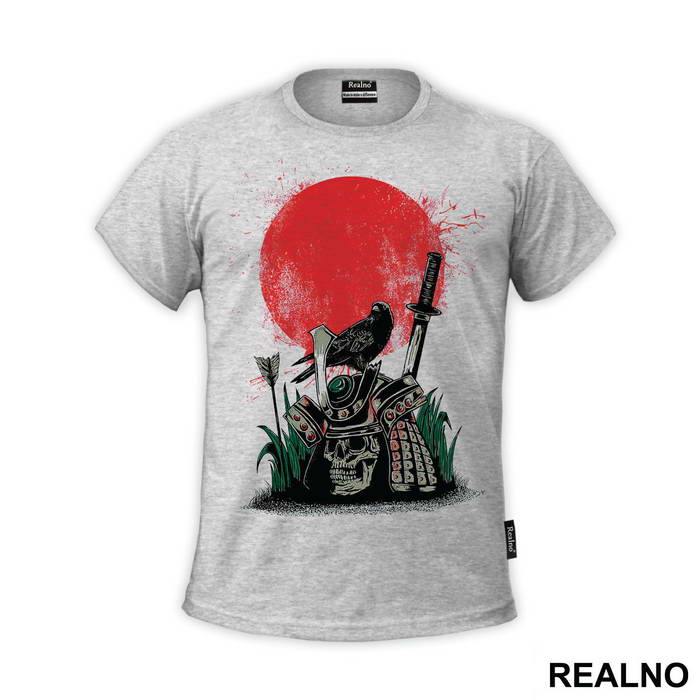 Skull And Helmet In On The Battlefield - Samurai