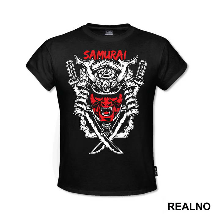 Samurai WIth Red Mask And Two Swords