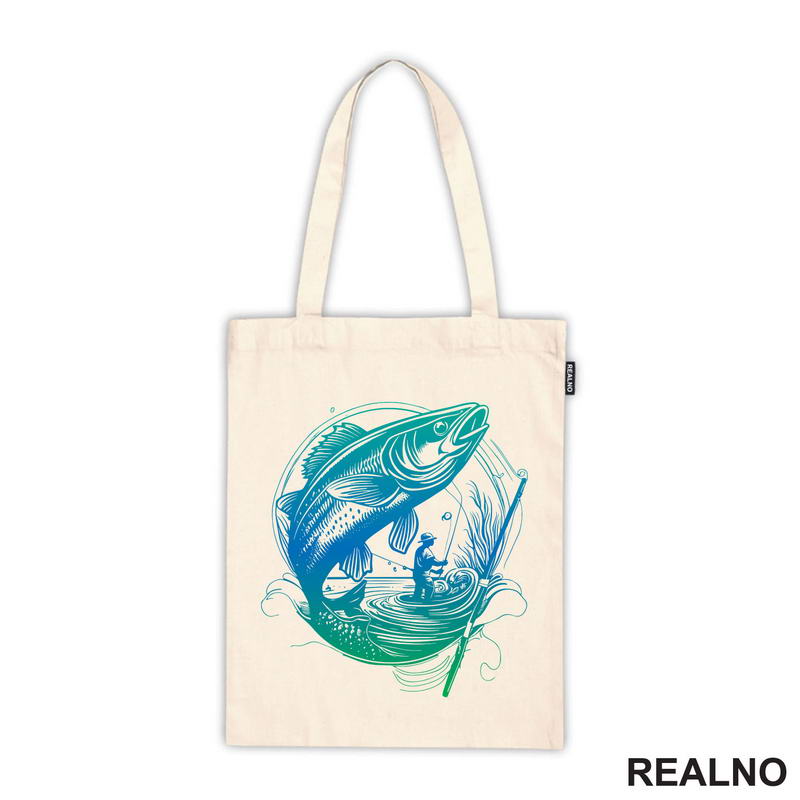 Plavo Zelena Riba I Pecaroš - Pecanje - Fishing - Majica