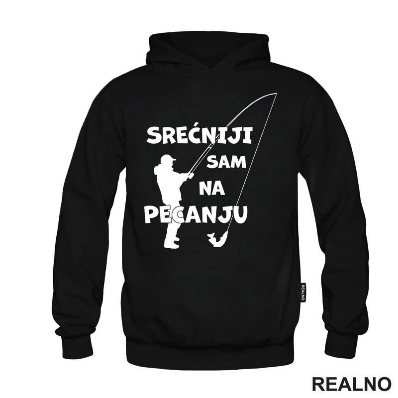 Srećniji Sam Na Pecanju - Pecanje - Fishing - Majica
