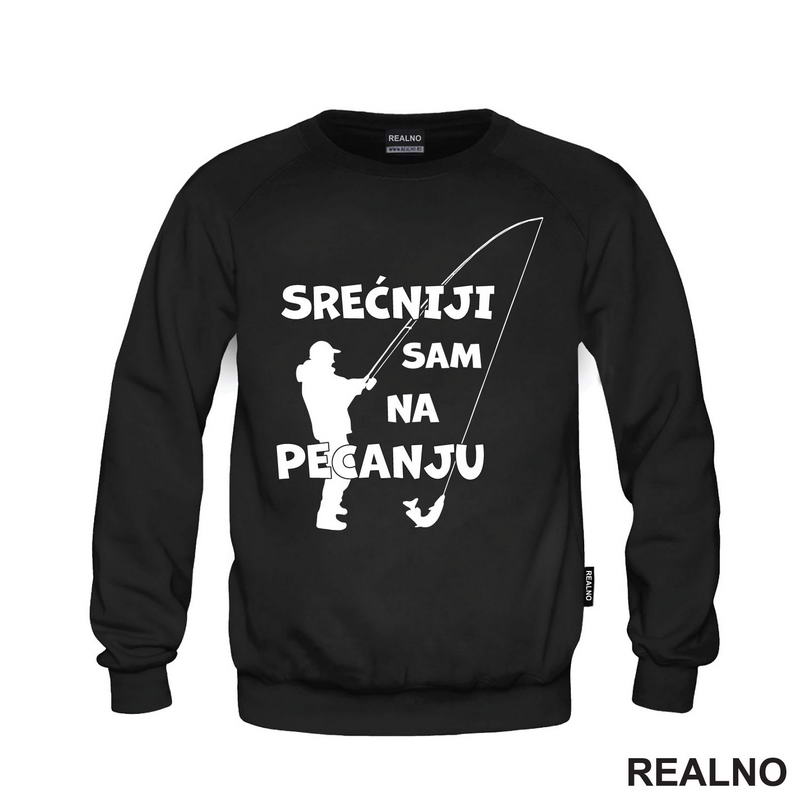 Srećniji Sam Na Pecanju - Pecanje - Fishing - Majica