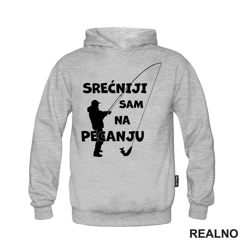 Srećniji Sam Na Pecanju - Pecanje - Fishing - Majica