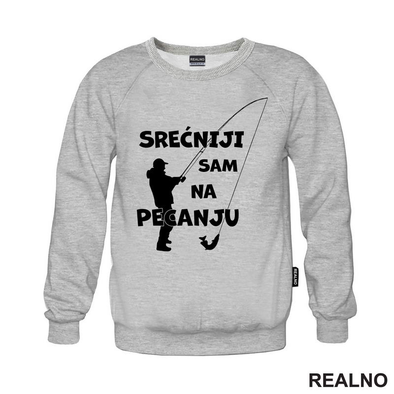 Srećniji Sam Na Pecanju - Pecanje - Fishing - Majica