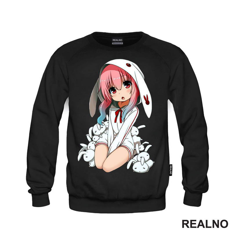 Cute Anime Girl With Rabbits - Anime - Majica