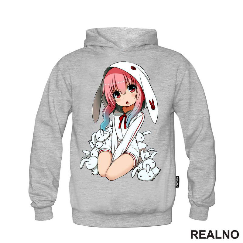 Cute Anime Girl With Rabbits - Anime - Majica