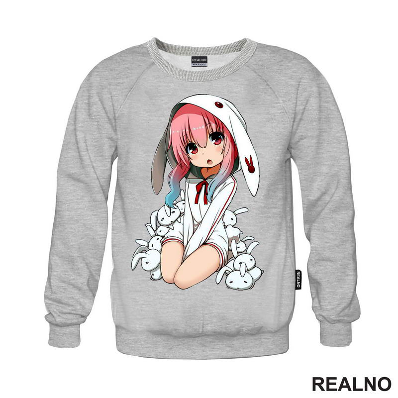 Cute Anime Girl With Rabbits - Anime - Majica