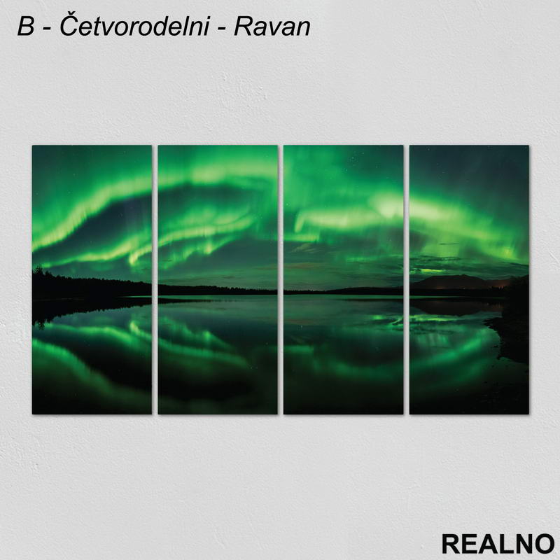 Aurora Borealis i reka - Slika na platnu - Kanvas