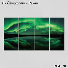 Aurora Borealis i reka - Slika na platnu - Kanvas